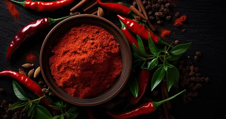 Crédence de cuisine en verre imprimé Piments forts Powdered red pepper, red hot chili peppers