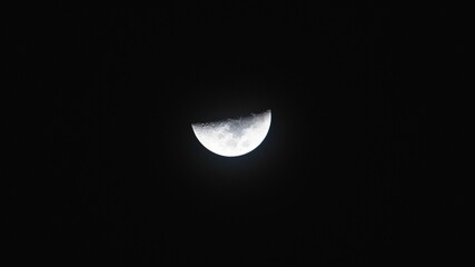 Celestial scene of a glowing crescent moon illuminated the dark night sky