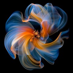 Naklejka premium A vibrant flower with various hues stands out against a dark black backdrop, creating a striking contrast