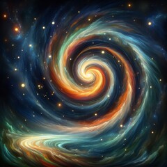 Obraz premium Closeup view of a colorful spiral galaxy – Swirl galaxy in space