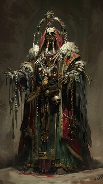 Ancient God Summoners  Cultists clad in ceremonial robes adorned with blasphemous symbols, their bodies writhing as they invoke the names of ancient deities