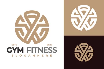 Fotobehang Letter X Gym Fitness logo design vector symbol icon illustration © Creative99d