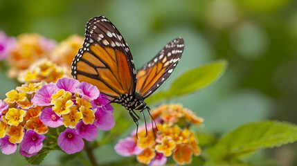 Fluttering Throne Monarch and Flower
