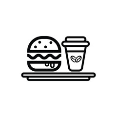 burger and coffee line icon