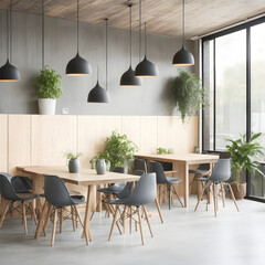 Modern cafe Interior design bar with chair wooden floor	
