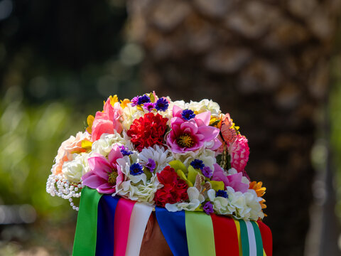 Typical and traditional hat with lot of verdiales colors music group