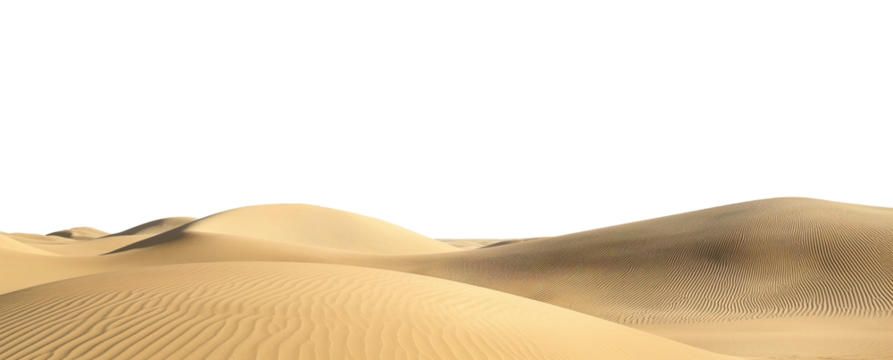 Desert sand and dunes isolated on a transparent background