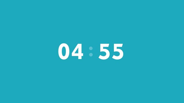 Stylish Clock 5 Minute countdown animation Timer Countdown. Countdown 5 minutes. 4K UHD	