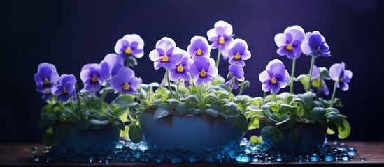 A beautiful arrangement of purple flowers sits in a vase on a table. The vibrant petals of the...