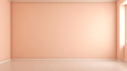Empty room with pastel peach color wall and floor. Interior background with copy space.