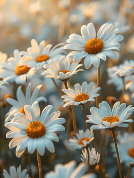 Closeup photo of daisies. High-resolution