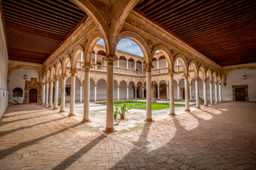 Interior of the beautiful Renaissance cloister of the convent of La Asunción de Calatrava de Almagro, Ciudad Real, Spain