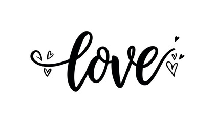 Fototapeta na wymiar LOVE. Continuous line script cursive text love. Lettering vector illustration
