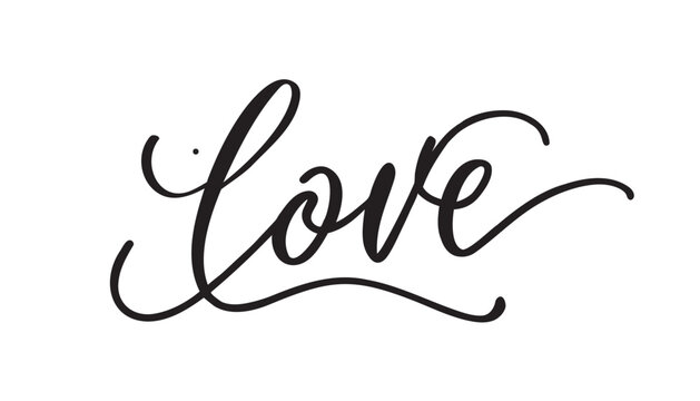 LOVE. Continuous line script cursive text love. Lettering vector illustration