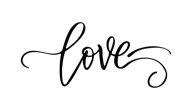 LOVE. Continuous line script cursive text love. Lettering vector illustration
