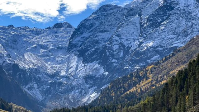 Big snow covered mountains with sunny weather, located in the Luesens Valley of Austria
