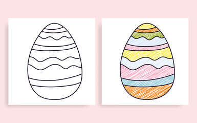 coloring page vector illustration with Easter Egg