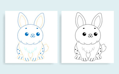 dot-to dot activity page with rabbit vector illustration