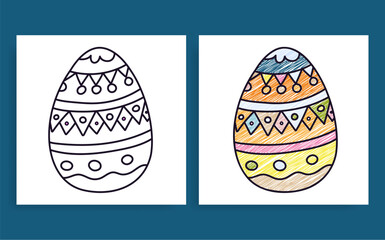 coloring page vector illustration with Easter Egg