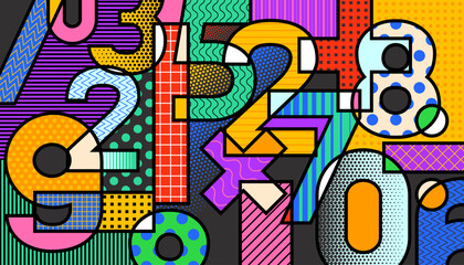 Colorful abstract number for mathematics background. Math symbols