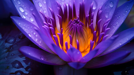 Purple water lily close-up - obrazy, fototapety, plakaty