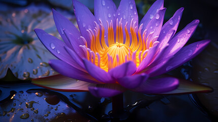 Purple water lily close-up
