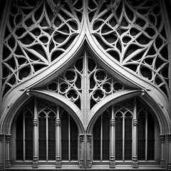 Symmetrical architectural details in black and white