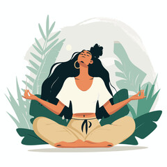 illustration of a woman meditating, yoga