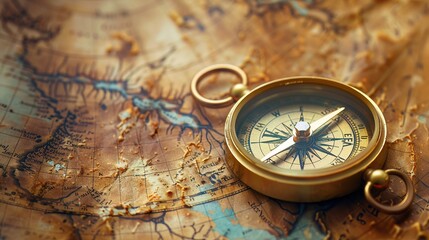 A compass resting on an ancient map, symbolizing guidance, vision, and the journey of leadership