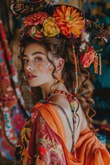 A cultural influencer exploring global traditions and customs, providing insights into diverse lifestyles and heritage - obrazy, fototapety, plakaty