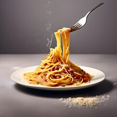 Delicious pasta with fork