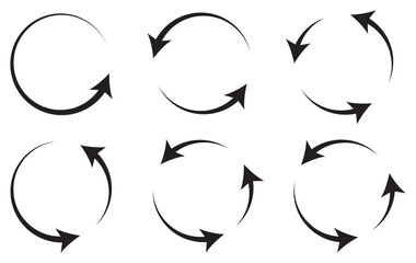 different circular arrows of black color, different thickness - obrazy, fototapety, plakaty