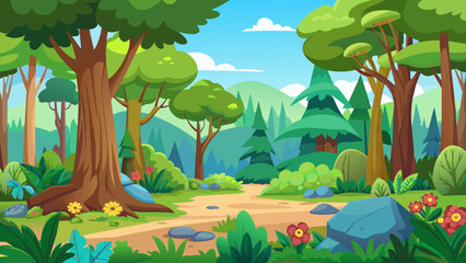 Obraz na płótnie Canvas seamless-cartoon-forest-background vector illustration 
