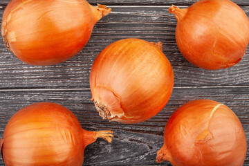 onions group on wood background top view - 771525897