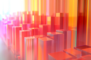 A volumetric 3D histogram with translucent bars, allowing for the observation of data density and distribution from all angles - obrazy, fototapety, plakaty