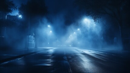 Night street with lanterns - obrazy, fototapety, plakaty