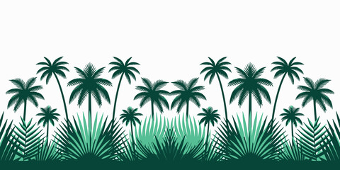 Tropical palm tree background, tropical summer garden backdrop design, Vector illustration, generative ai - obrazy, fototapety, plakaty