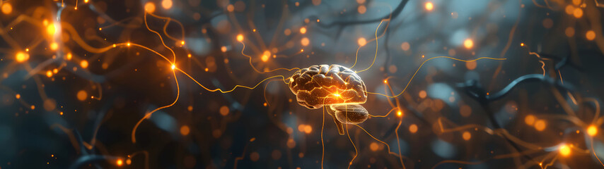 Vibrant neurons transmitting electrical impulses Luminescent neural fibres, brain tissue textures