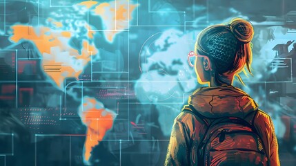 Student Participating in a Virtual Exchange Program with Global Classrooms A Digital Showcasing Online Education and Collaborative Learning