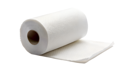 Roll of Paper Kitchen Towels, Isolated on White Background
