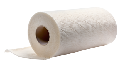 Roll of Paper Kitchen Towels, Isolated on White Background
