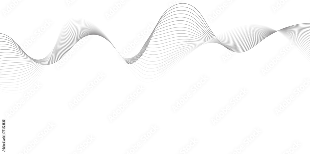 Wall mural white wave curve lines banner background design. abstract soft wave lines dynamic flowing gray light