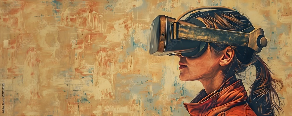 Poster virtual reality history lesson immerses students in engaging digitally illustrated learning experien