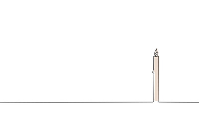 One continuous line drawing of candle. Grief and loss concept - obrazy, fototapety, plakaty