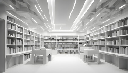 white minimal library