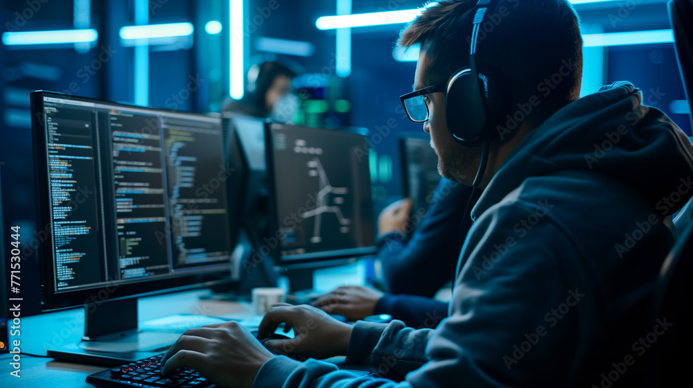 Poster a team of cyber security experts is working to protect computer systems.