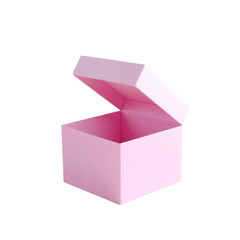 Gift box, open pink box for your gift cards, isolated on a white or transparent background