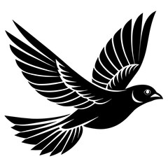 simple flying bird silhouette  - obrazy, fototapety, plakaty