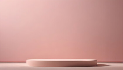 minimalist chic: round podium set against light pink backdrop, subtle sophistication round podium bathed in soft light on pink wall 