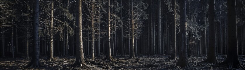 The quiet solitude of a forest at midnight, the absence of light creating a blanket of darkness low texture